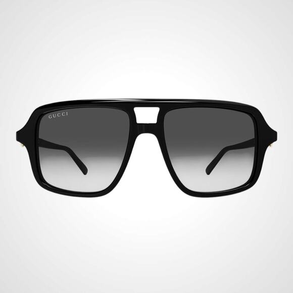 New GUCCI Sunglasses Black Navigator Pilot Aviator Gold Horsebit 53mm Grey Lens main image 3